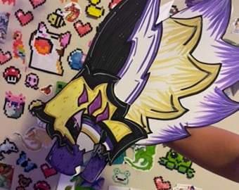 Purple, Yellow, and Black Dragon Puppet