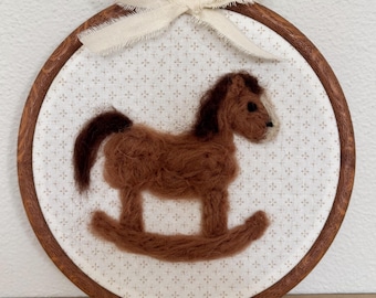 Hand Felted Rocking Horse - Nursery Decor, Baby Room, Toddler Room, Kids Room, Baby Shower Gift, Wall Decor, Heirloom