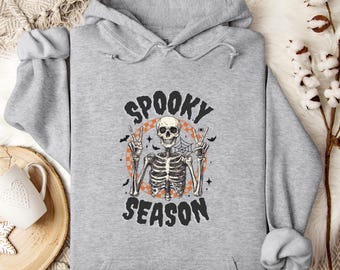 Sudadera con capucha retro de esqueleto de Halloween: Sudadera unisex para la temporada de Halloween