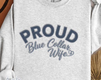 Blauer Kragen Frau Pride Sweatshirt, gemütliches Rundhalsausschnitt für stolze Frauen der Arbeitsklasse