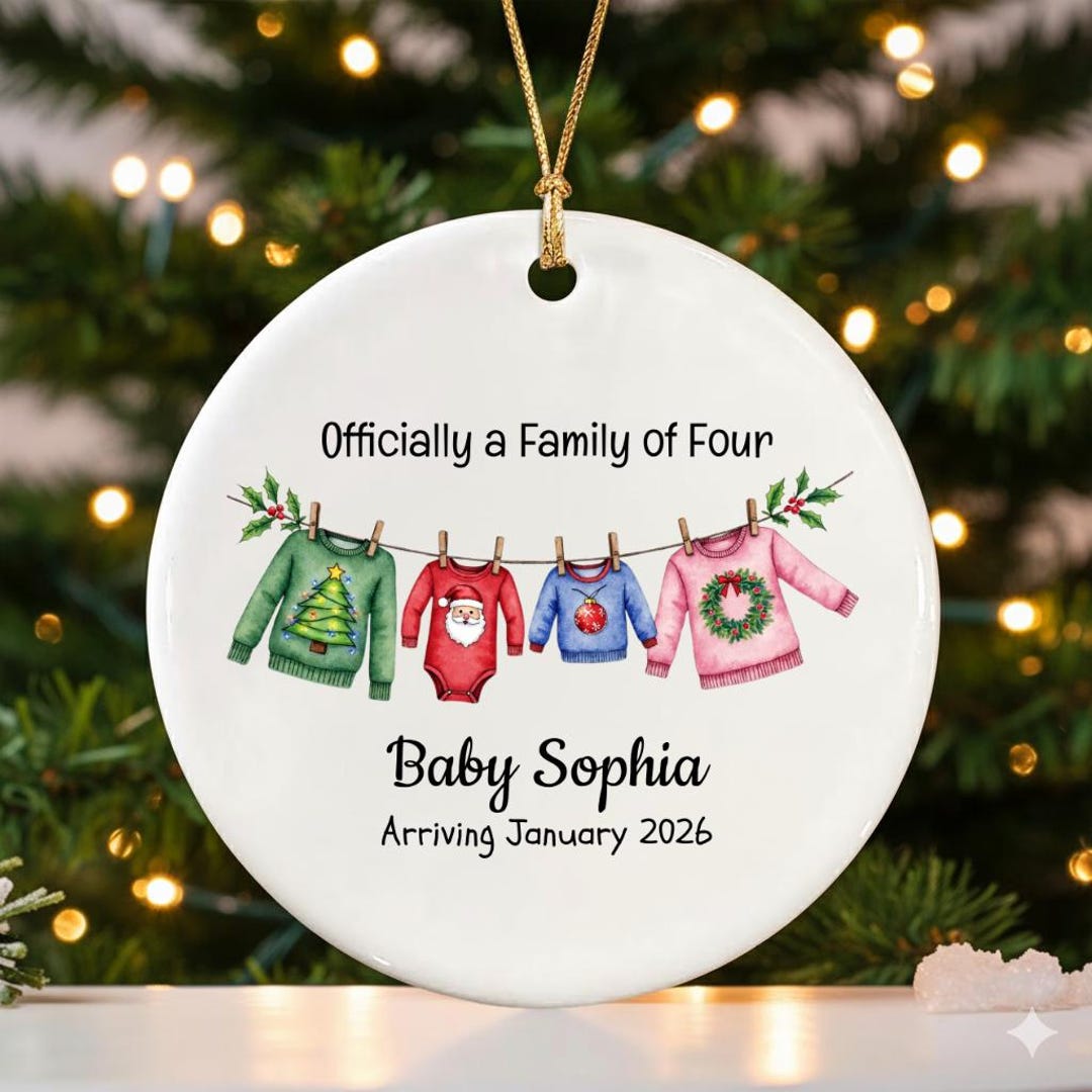 Personalized Baby Announcement Ornament 2025, Custom Family of 4, Baby ...