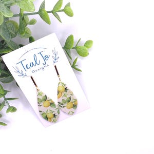 Lemon Polymer Clay Earrings: Lightweight Teardrop Dangles, Citrus Boho
