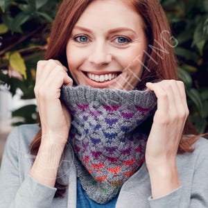 Cowl Knitting Pattern PDF | Colorwork Neck Warmer | Easy Cowl Scarf Pattern | Instant Download