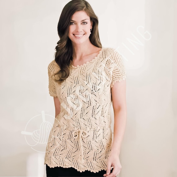Lace Tunic Knitting Pattern PDF Summer Leaf Knitwear for Women