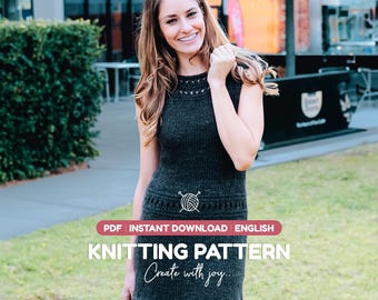 Lace Knit Dress Pattern PDF | Easy Summer Sleeveless Knit Tunic | Instant Download