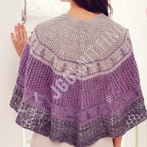 Knitting Pattern PDF For Lace Shawl I Floral Crescent Shawl Knit Project For Spring Evenings I Instant Download