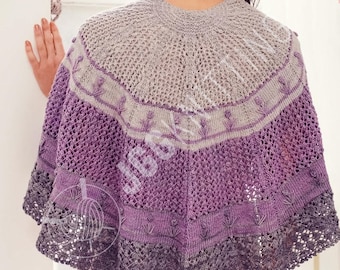 Knitting Pattern PDF For Lace Shawl I Floral Crescent Shawl Knit Project For Spring Evenings I Instant Download