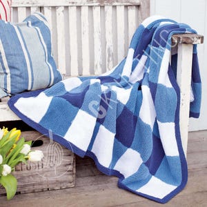 Knitting Pattern PDF for Gingham Blanket | Easy Color Block Throw in Garter Stitch | Instant Download
