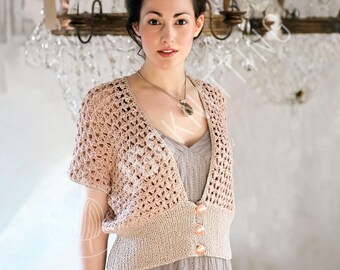 Strickmuster für eine Spitzenjacke (PDF) | Kurzes Stricktop mit kurzen Ärmeln | Sofort-Download