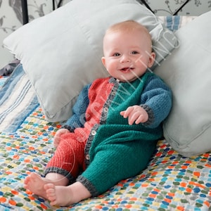 Baby Romper Knitting Pattern PDF | Colorful Baby Knit Outfit with Button Closure | Instant Download