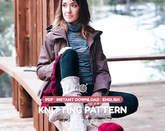 Slouchy Socks Knitting Pattern PDF | Chunky Cable Knit Winter Socks for Women | Instant Download