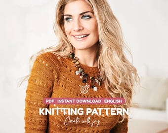 Spring Sweater Knitting Pattern PDF | Feminine Fit Pullover with Short Sleeves | Instant Download