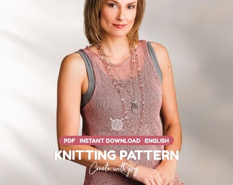 Knitting Pattern PDF for Women’s Summer Tank Top I Loose Fit Knitwear with Sleeveless Design I Easy Lightweight Project I Instant Download