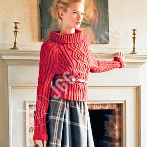Aran Sweater Knitting Pattern PDF | Cable Knit Pullover for Women | Chunky Raglan Sweater Pattern | Instant Download