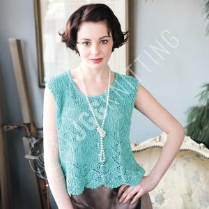 Lace Camisole Top Knitting Pattern PDF | Easy Lacy Summer Top | Vintage Inspired Tank Top | Instant Download