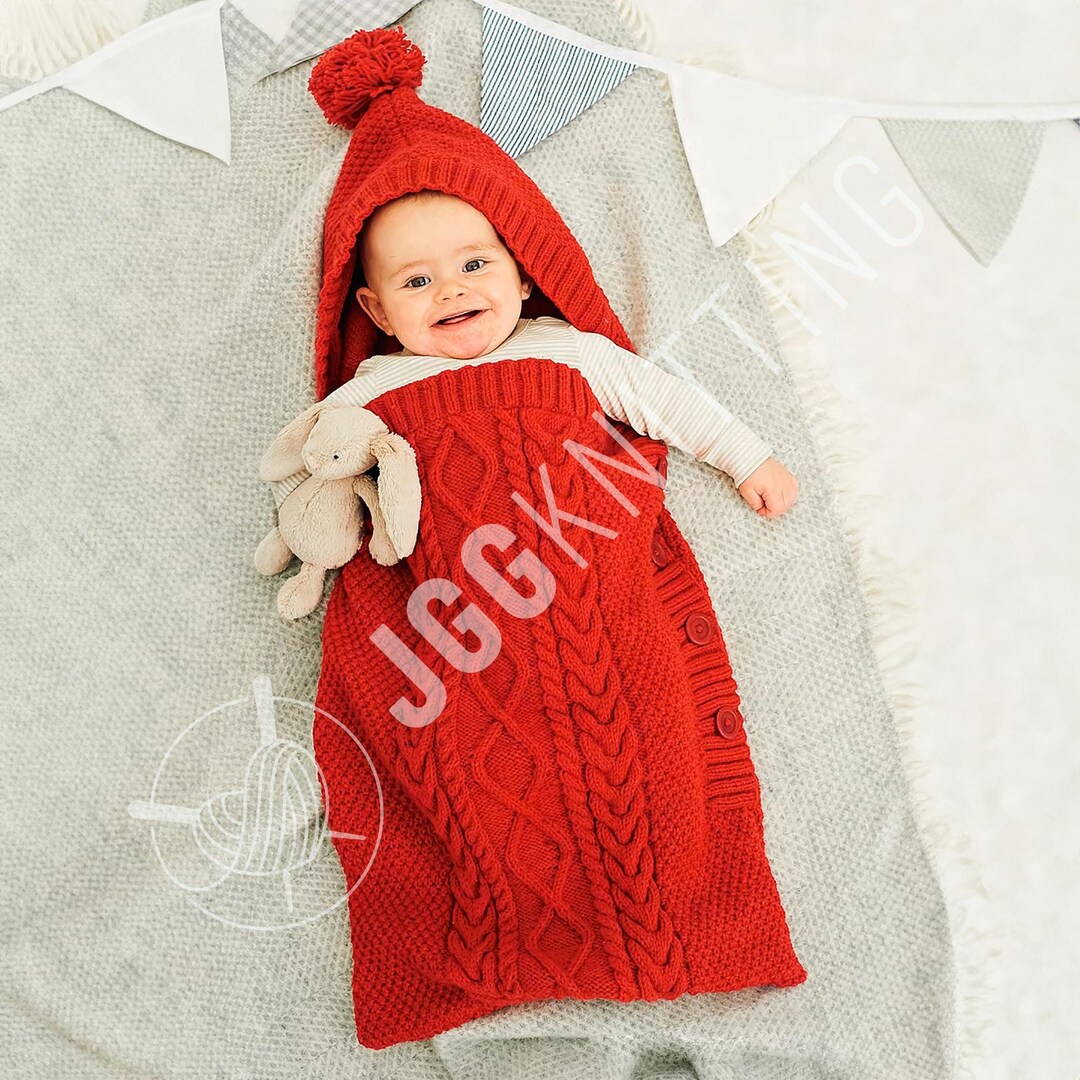 Knitting Pattern PDF for Hooded Baby Cocoon I Cable Knit Sleep Sack for ...