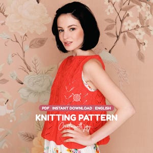 Lace Knit Top Knitting Pattern PDF | Summer Knit Vest for Women | Instant Download