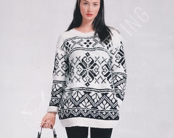 Fair Isle Sweater Knitting Pattern PDF | Nordic Winter Pullover for Women | Instant Download