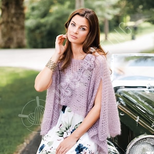 Knitting Pattern PDF for Rectangle Shawl | Lightweight Mohair Wrap with Geometric Panels | Instant Download