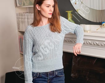 Lace Sweater Knitting Pattern PDF | Spring Knit Top for Women | Instant Download