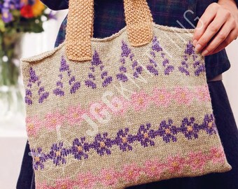 Colorwork Tote Bag Knitting Pattern PDF I Floral Laptop Bag Includes Bonus Phone Case Pattern I Instant Download