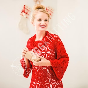 Crochet Pattern PDF for Granny Square Sweater | Women’s Lacy Top with Flower Motifs | Instant Download