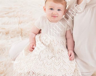 Knit Baby Christening Dress Pattern PDF | Heirloom Lace Gown for Girls | Instant Download