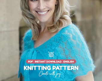 Mohair Wrap Knitting Pattern PDF I Women’s Lace Capelet for Weddings and Summer Evenings I Elegant Bridal Layer I Instant Download