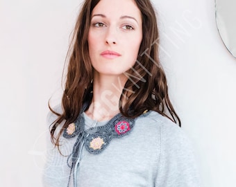 Floral Lace Crochet Collar Pattern PDF | Vintage Crochet Necklace | Handmade Accessory | Instant Download