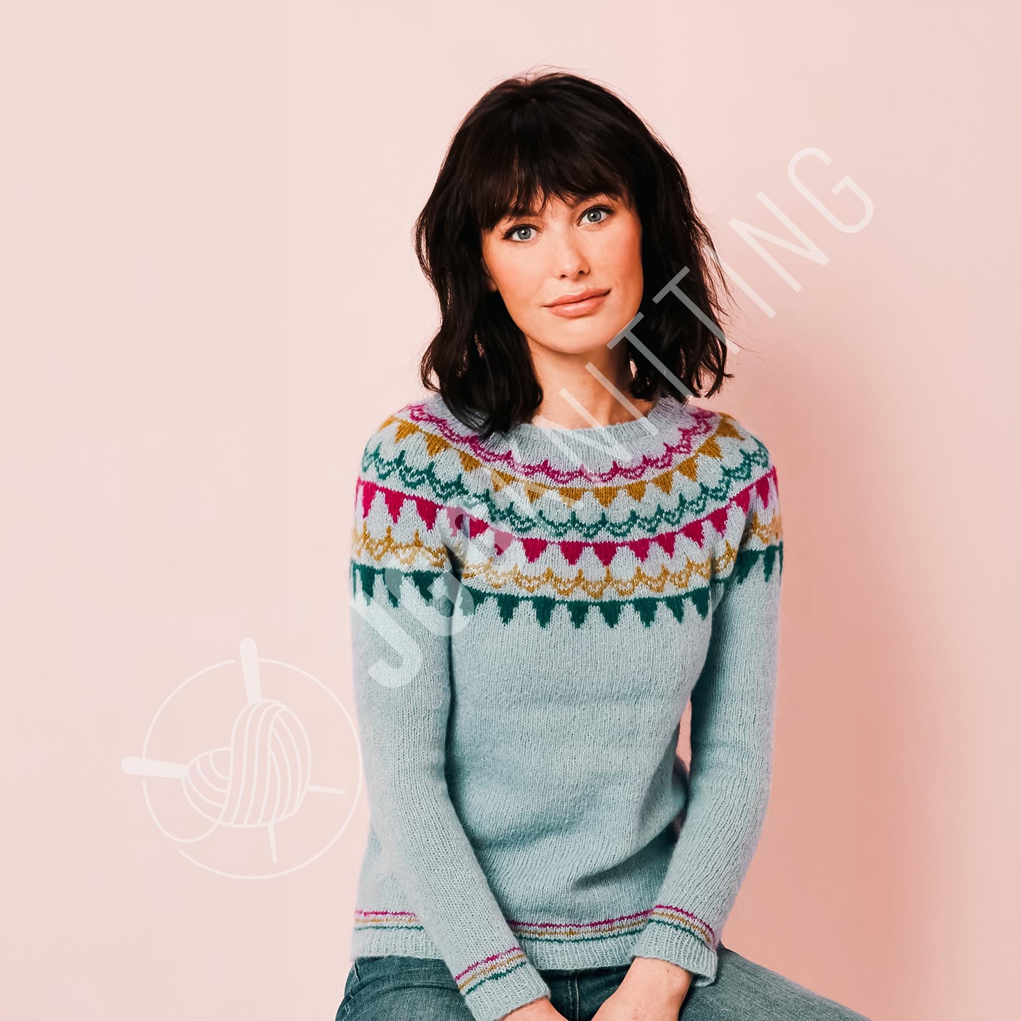 DKLOVIFU Norweger Pullover Damen - Retro Strickpullover Mit Isle-Print - Lockere Passform & Weihnachtsdesign
