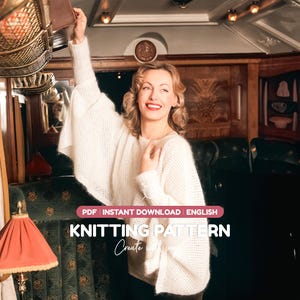 PDF-breipatroon voor mohair trui | Gebreide trui met vleermuismouwen voor dames | Cadeau voor breiers | Direct downloaden
