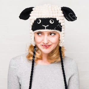 Sheep Hat Crochet Pattern PDF | Chunky Animal Earflap Hat for Kids & Adults | Fun Winter Accessory | Instant Download