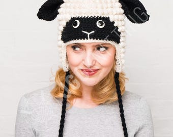 Sheep Hat Crochet Pattern PDF | Chunky Animal Earflap Hat for Kids & Adults | Fun Winter Accessory | Instant Download