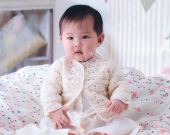 Vintage Baby Cardigan Crochet Pattern PDF | Heirloom Outfit | Instant Download