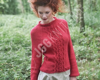 Cable Jumper Knitting Pattern PDF | Cozy Aran Knit Sweater for Women | Instant Download