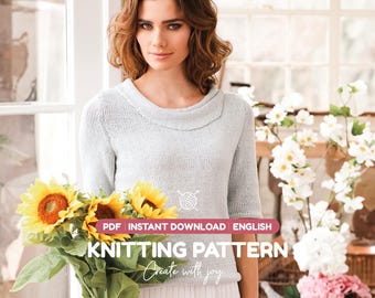 Summer Knit Top Pattern PDF | Short Sleeved DK Blouse | Instant Download