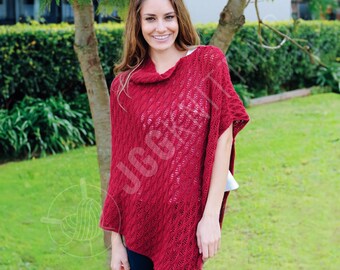 Lace Poncho Knitting Pattern PDF | Asymmetric Lightweight Knit Wrap | Instant Download