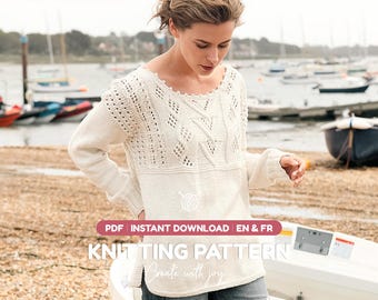 Knitting Pattern PDF for Lace Top | Women’s Knit Sweater | Instant Download