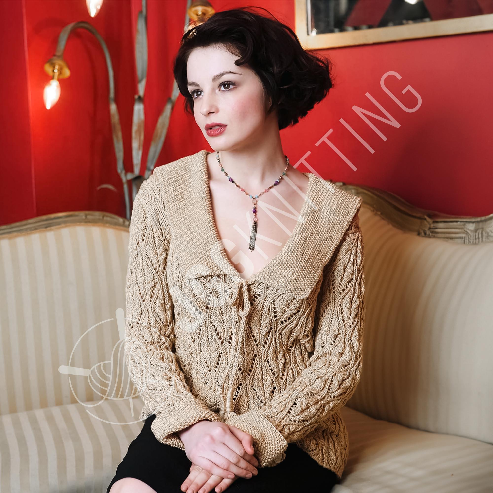 nknit fox mix sailor collar cardigan