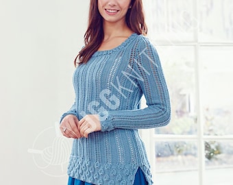 Lace Sweater Knitting Pattern PDF | Women Knit Pullover | Instant Download