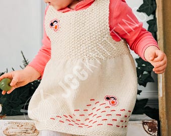 Patrón de tejido para vestido túnica de niña en PDF | Punto de semilla | Descarga instantánea