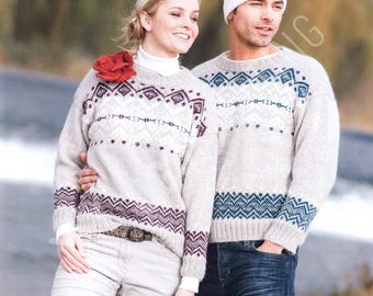 Jacquard Pullover Knitting Pattern PDF | Fair Isle Sweater for Men and Women | Instant Download