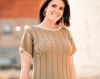 Summer Tee Knitting PDF Pattern | Women’s Short Sleeve Knit Top | Instant Download