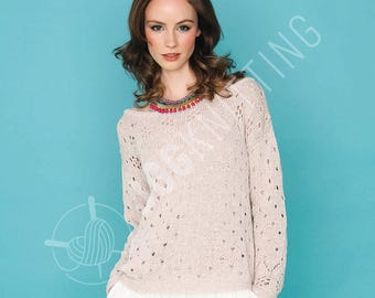 Lace Sweater Knitting Pattern PDF | Lightweight Long Sleeve Jumper for Spring | Relaxed Fit Knit | Instant Download