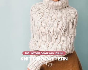 Chunky Poncho Knitting Pattern PDF | Cozy Turtleneck Winter Poncho | Beginner Friendly | Instant Download