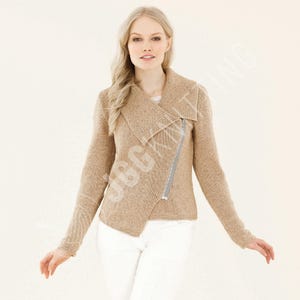 Biker Jacket Knitting Pattern PDF | Ladies Zip-Up Knit Coat | Instant Download