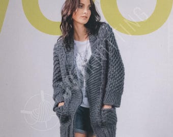Knitting Pattern PDF for Chunky Cardigan | Bulky Oversize Knit Jacket for Women | Instant Download