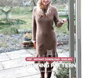 Modello PDF per lavorare a maglia un vestito / Progetto invernale a maglia per donna / Download immediato