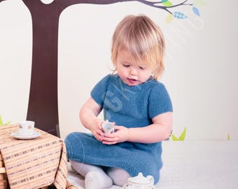 Girls Knit Dress Pattern PDF | Short Sleeve Baby and Toddler Outfit | Instant Download