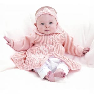 Baby Jacket Knitting Pattern PDF | 0–3 to 18 Months Cardigan with Collar and Buttons | Instant Download
